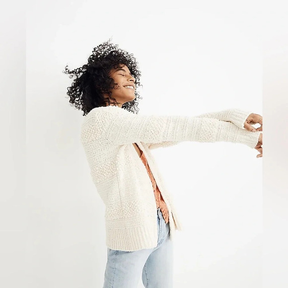 Madewell Bronson Cardigan Sweater. Chunky Textured Knit Soft Comfy Layer. Small - Picture 13 of 14